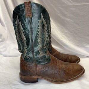 Vintage Boulet Cowboy Boots Men's 10 3E Leather Western Embroidered Vibram Sole